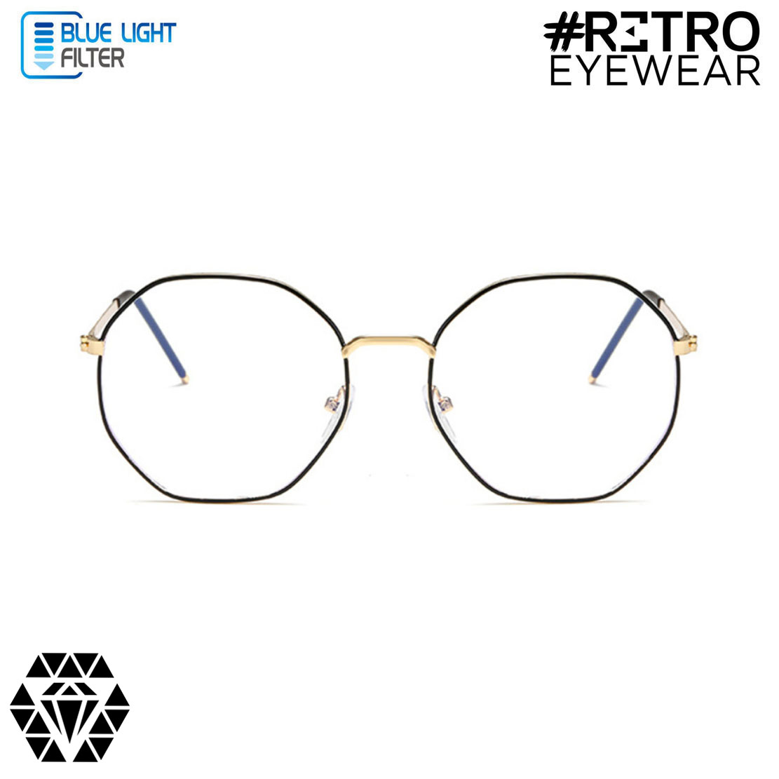 Original Óptica Gafas Descanso RETRO® Hexagonal PC AntiBlue Luz Azul Computador